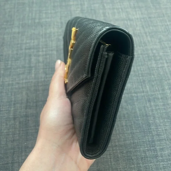 YSL Matelasse Chevron Flap Wallet Black - Picture 6 of 6
